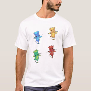Dragon Green Red Fairy Tale Cute Animals voor T-shirt