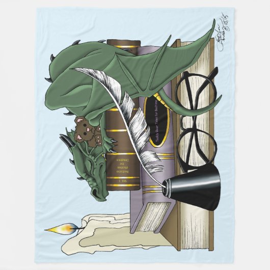 Dragon Green Sleeping Books Fleece Deken (Voorkant)
