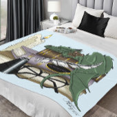 Dragon Green Sleeping Books Fleece Deken
