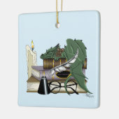 Dragon Green Sleeping Books Keramisch Ornament (Links)