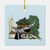 Dragon Green Sleeping Books Keramisch Ornament (Achterkant)