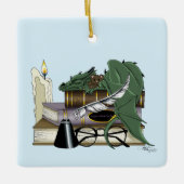 Dragon Green Sleeping Books Keramisch Ornament (Voorkant)