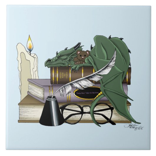 Dragon Green Sleeping Books Tegeltje (Voorkant)