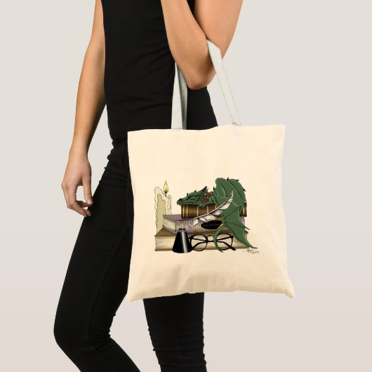 Dragon Green Sleeping Books Tote Bag (Voorkant (product))