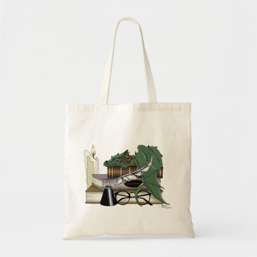 Dragon Green Sleeping Books Tote Bag (Voorkant)