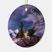 Dragon Griffin Fantasy Landscape Personalized Keramisch Ornament (Links)