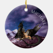 Dragon Griffin Fantasy Landscape Personalized Keramisch Ornament (Achterkant)