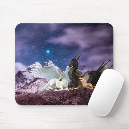 Dragon Griffin Pegasus Unicorn Fantasy Muismat (Met muis)