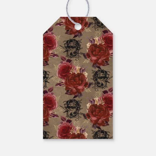 Dragon Grimoire Floral Fantasy Cadeaulabel (Achterkant)