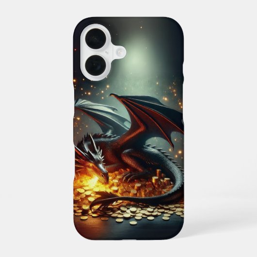 Dragon Guarding Gold-ontwerp iPhone 16 Hoesje (Achterkant)