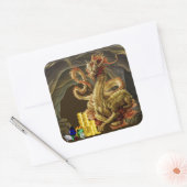 Dragon Guards Gold en juwelen Vierkante Sticker (Envelop)