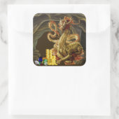 Dragon Guards Gold en juwelen Vierkante Sticker (Tas)
