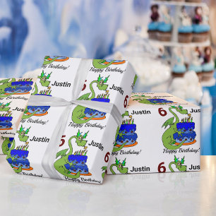 Dragon Happy Birthday Boy personalize Gift Cadeaupapier