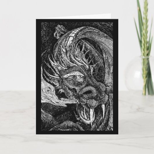 Dragon "Happy Birthday" groetjes kaart rand (Voorkant)