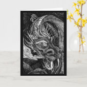 Dragon "Happy Birthday" groetjes kaart rand (Gele Bloem)