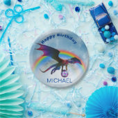 Dragon Happy Birthday naam Rainbow Fantasy P Papieren Bordje (Feest)