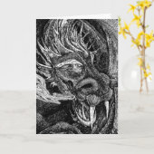 Dragon "Happy Birthday" wenskaart Kaart (Gele Bloem)