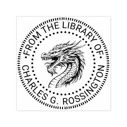 Dragon Head Drawing Library Boeknaam Zelfinktende Stempel (Design)