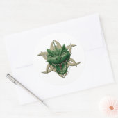 Dragon Head - Groen Ronde Sticker (Envelop)