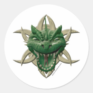 Dragon Head - Groen Ronde Sticker