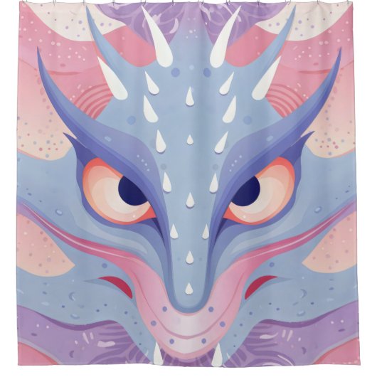 Dragon Head pastel kleuren grillig Douchegordijn (Voorkant)