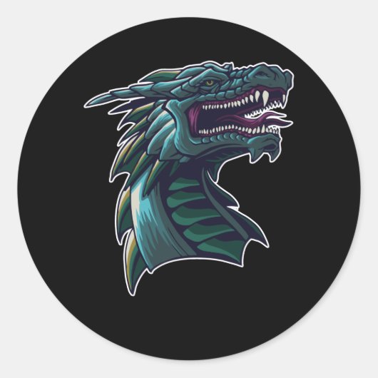 Dragon Head Ronde Sticker (Voorkant)