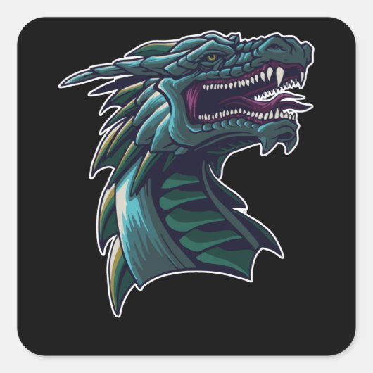 Dragon Head Vierkante Sticker (Voorkant)
