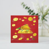 Dragon-headed turtle, Ru Yi and Auspicious Symbols Feestdagenkaart (Staand voorkant)