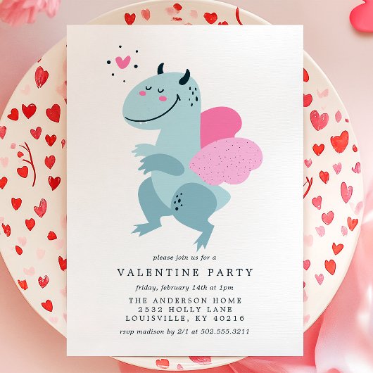 Dragon Heart Cute Valentijn Party Kaart