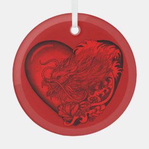 Dragon Heart Glas Ornament