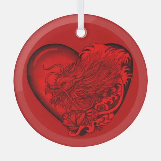 Dragon Heart Glas Ornament (Voorkant)