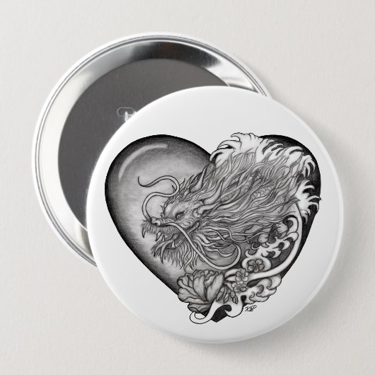 Dragon Heart Ronde Button 4,0 Cm (Voorkant /achterkant)
