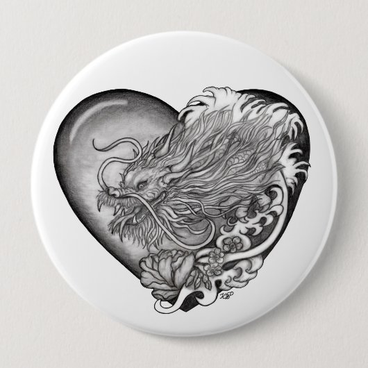 Dragon Heart Ronde Button 4,0 Cm (Voorkant)