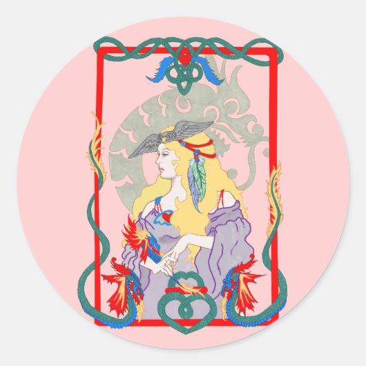 Dragon Heart Ronde Sticker (Voorkant)