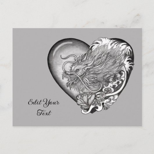 Dragon Heart Tattoo Kunst Briefkaart (Voorkant)