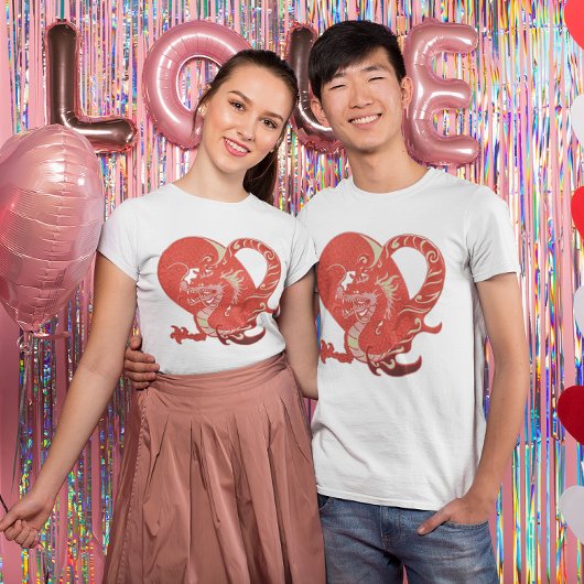 Dragon Heart Valentijn Lichtgekleurde Unisex T-shirt