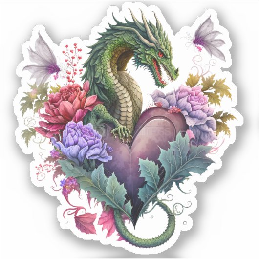 Dragon Heart Valentijnsdag Sticker (Voorkant)