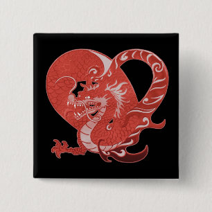 Dragon Heart Vierkante Button 5,1 Cm