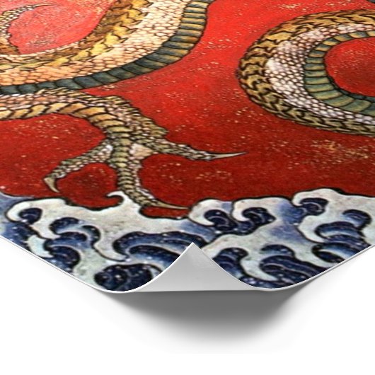 Dragon, Hokusai Japans Kunstwerk Poster (Hoek)