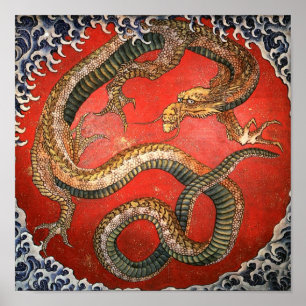 Dragon, Hokusai Japans Kunstwerk Poster
