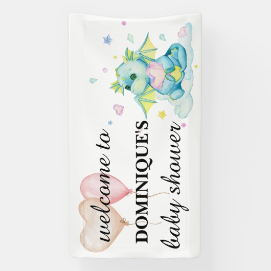 Dragon Holding Een Hart - Welkomstbanner Spandoek (Verticaal)