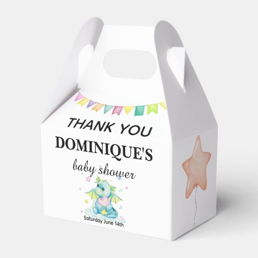 Dragon Holding Heart - Baby shower Favor Box Bedankdoosjes (Voorkant Zijde)