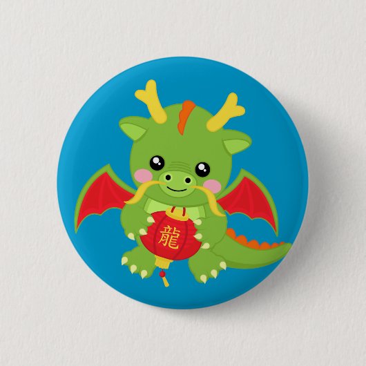 Dragon Holding Lantern Ronde Button 5,7 Cm (Voorkant)