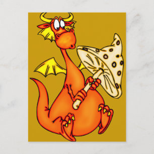 Dragon Holding paddenstoel Briefkaart