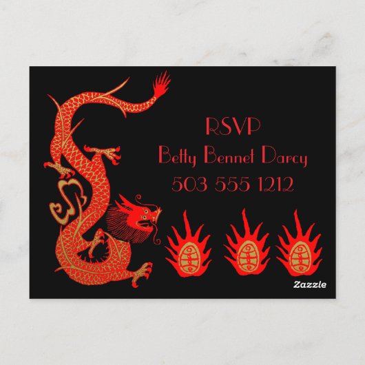 Dragon Holiday Rood en Goud Briefkaart (Achterkant)