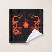 Dragon Holiday Rood en Zwart Bad Handdoek (Wasdoekje)