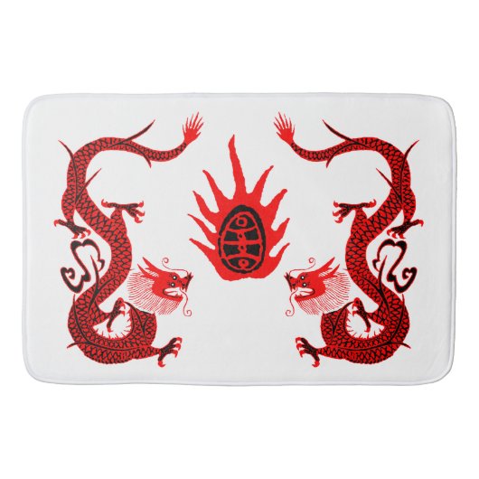  Dragon Holiday Rood en Zwart Badmat (Voorkant)