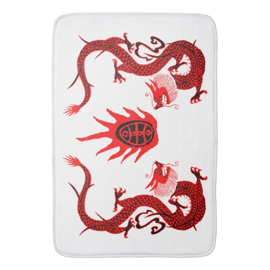  Dragon Holiday Rood en Zwart Badmat (Voorkant Verticaal)