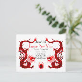  Dragon Holiday Rood en Zwart Briefkaart (Staand voorkant)