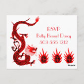  Dragon Holiday Rood en Zwart Briefkaart (Achterkant)